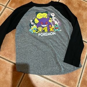 Pokemon boys black and gray raglan shirt size 8
